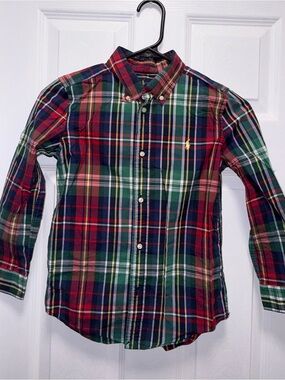 Ralph Lauren Red, Green & Navy Plaid Button-Down Shirt